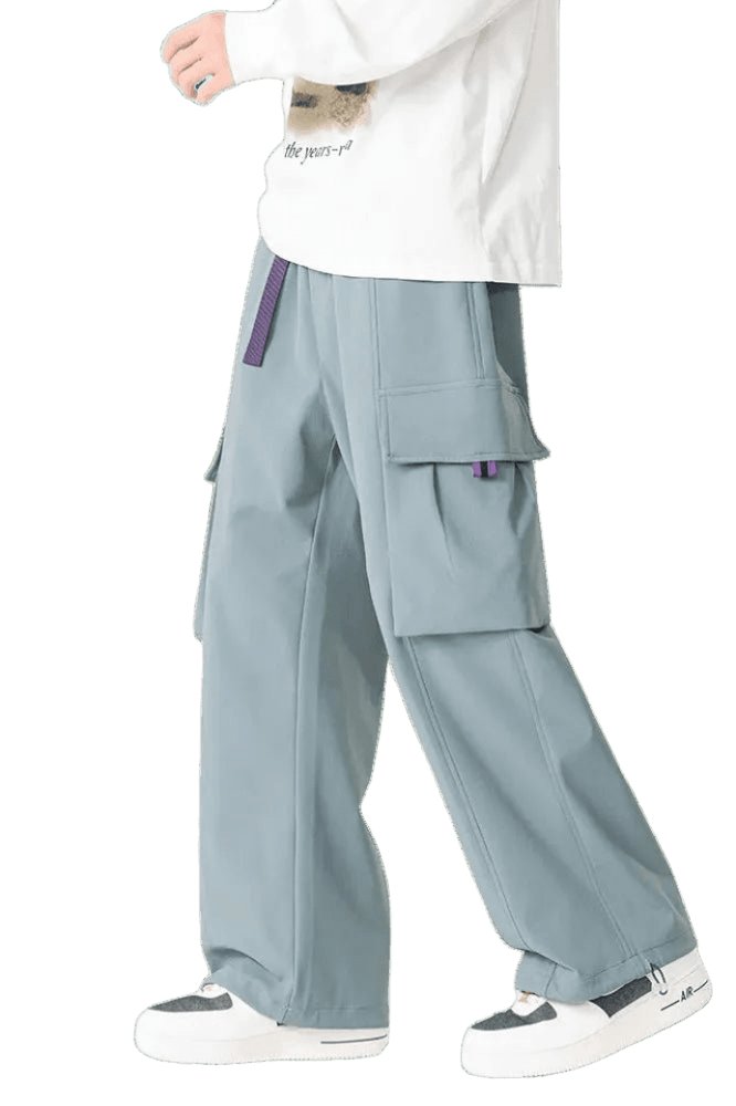 Pantalon Cargo Bleu avec Ceinture | Cargonomix