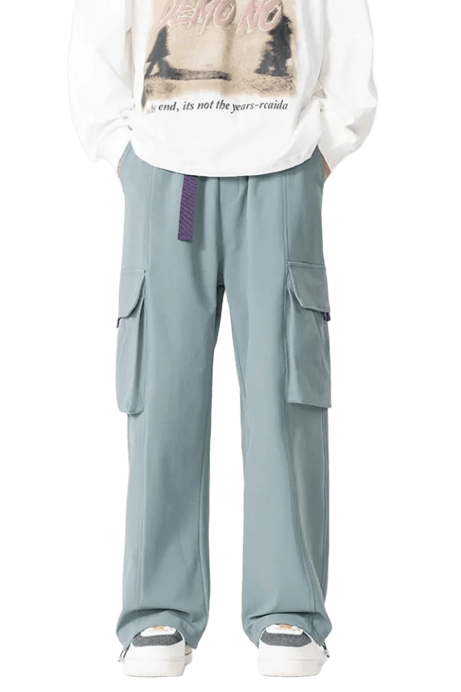 Pantalon Cargo Bleu avec Ceinture | Cargonomix