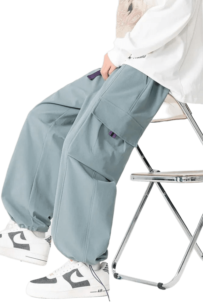 Pantalon Cargo Bleu avec Ceinture | Cargonomix