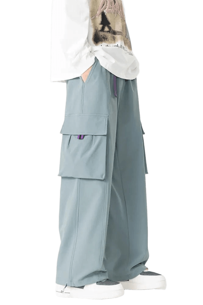 Pantalon Cargo Bleu avec Ceinture | Cargonomix