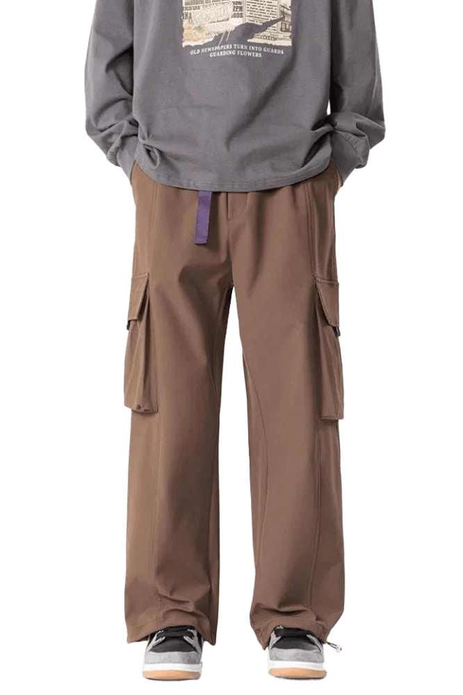 Pantalon Cargo Marron avec Ceinture | Cargonomix