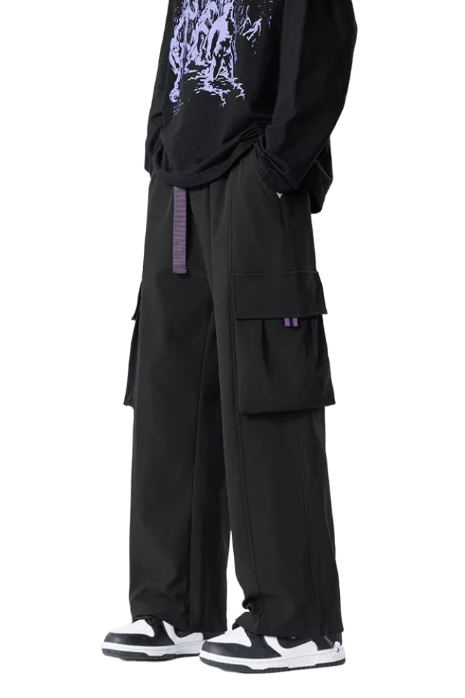 Pantalon Cargo Noir avec Ceinture | Cargonomix