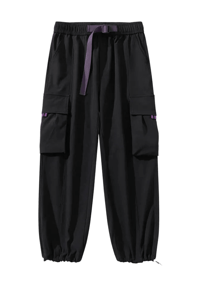 Pantalon Cargo Noir avec Ceinture | Cargonomix