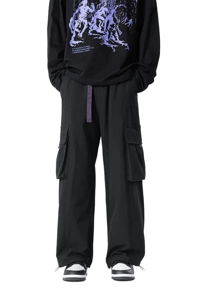Pantalon Cargo Noir avec Ceinture | Cargonomix