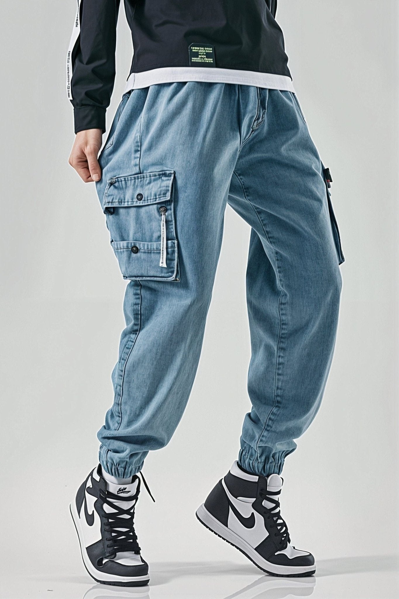 Jean Cargo Bleu Délavé Baggy Homme - Cargonomix