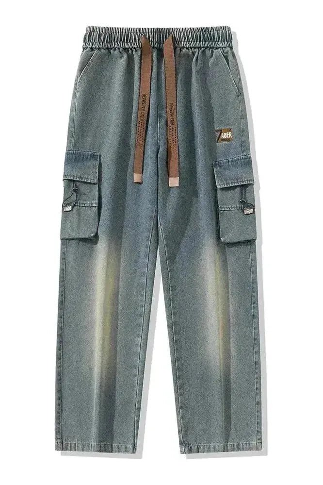 Jean Cargo Bleu Délavé Large Tendance Pour Homme - Cargonomix