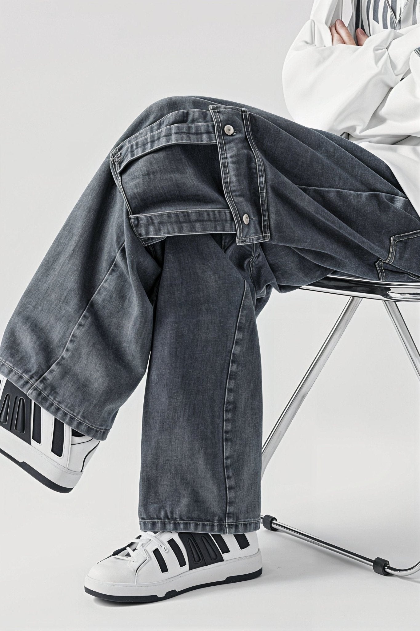 Jean Cargo Décontracté Gris Large Homme - Cargonomix