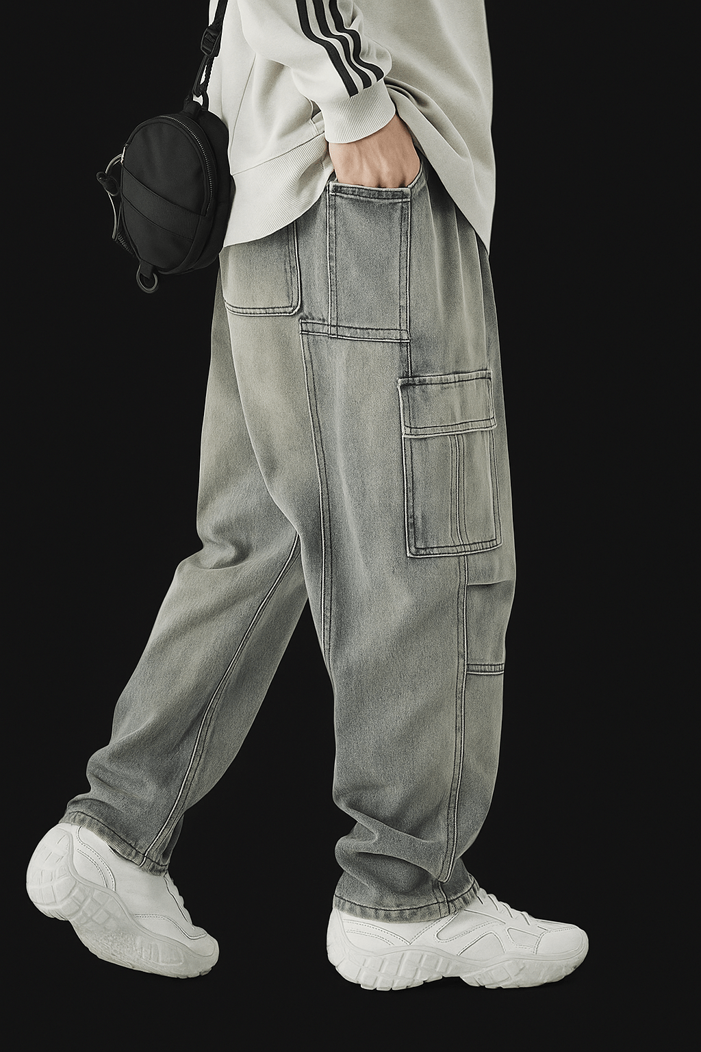 Jean Cargo Droit Bleu | Cargonomix