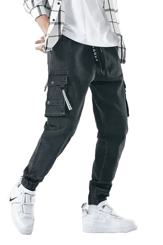 Jean Cargo Style Jogging Noir | Cargonomix
