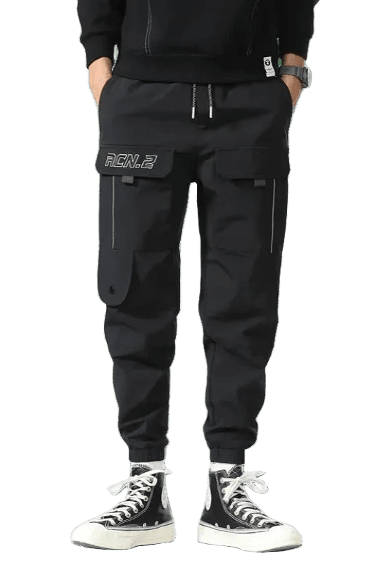 Jogging Cargo Élastique Noir | Cargonomix