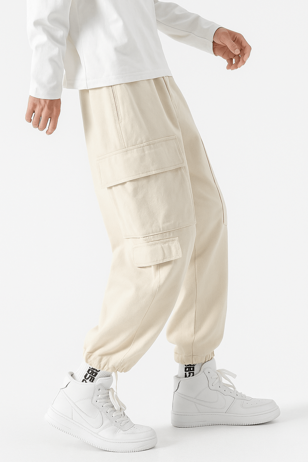 Pantalon Cargo Décontracté Blanc | Cargonomix