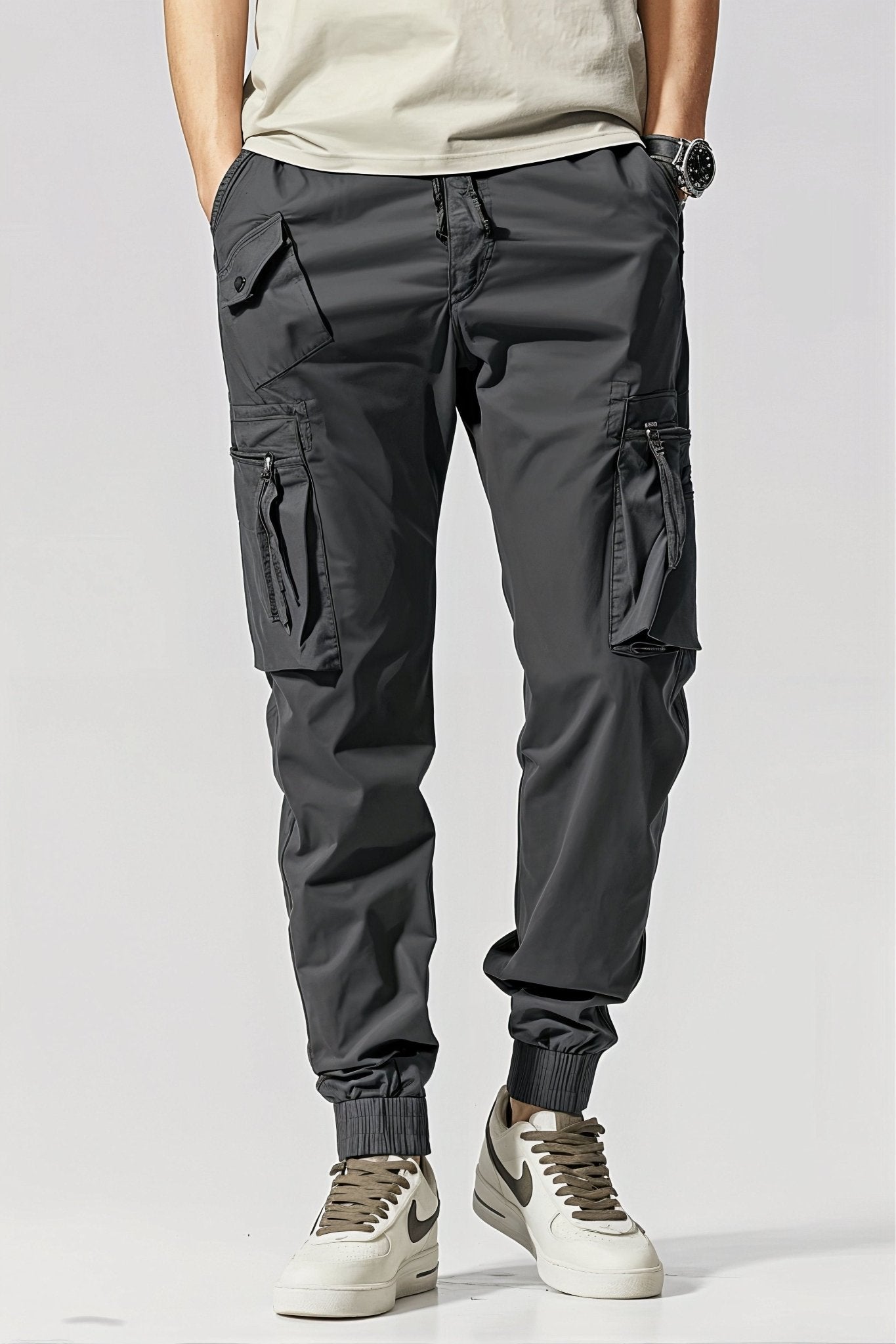 Pantalon Cargo Gris Anthracite Jogger Slim Pour Homme - Cargonomix