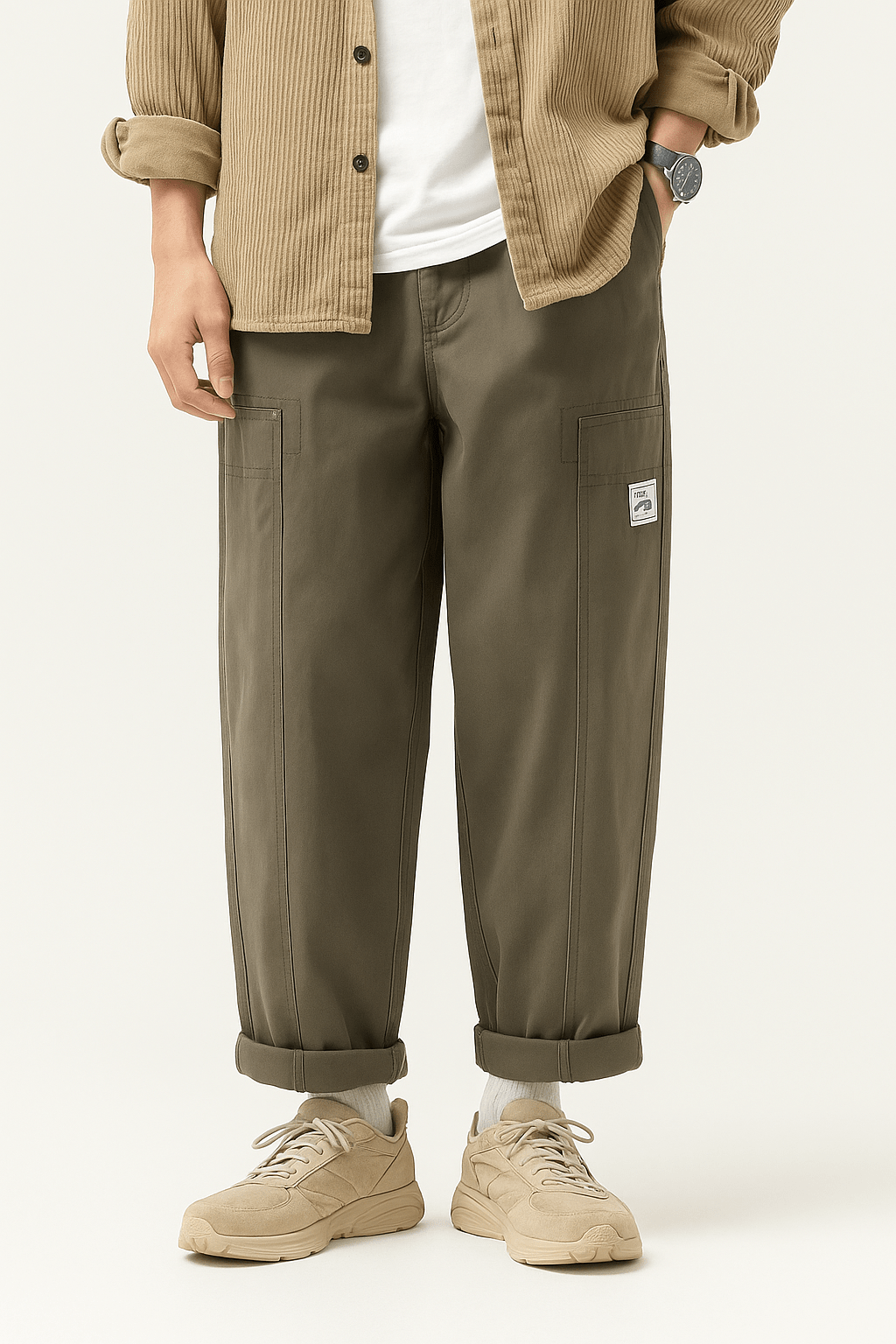 Pantalon Cargo Japonais Droit Kaki | Cargonomix