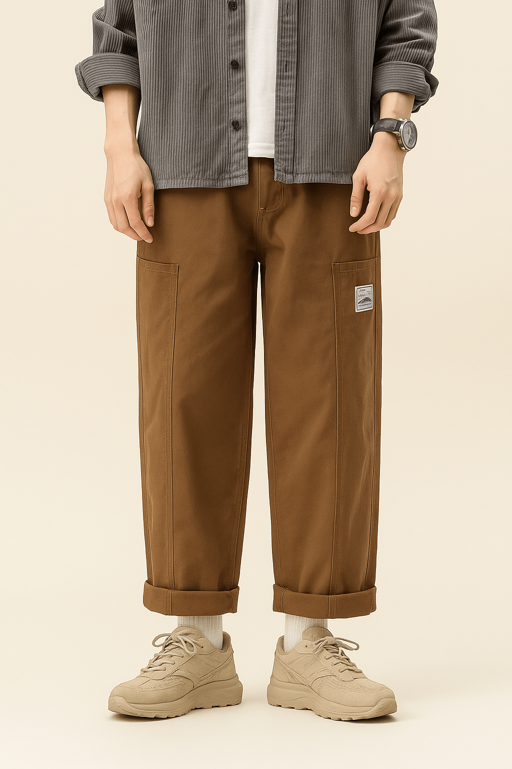 Pantalon Cargo Japonais Droit Marron | Cargonomix