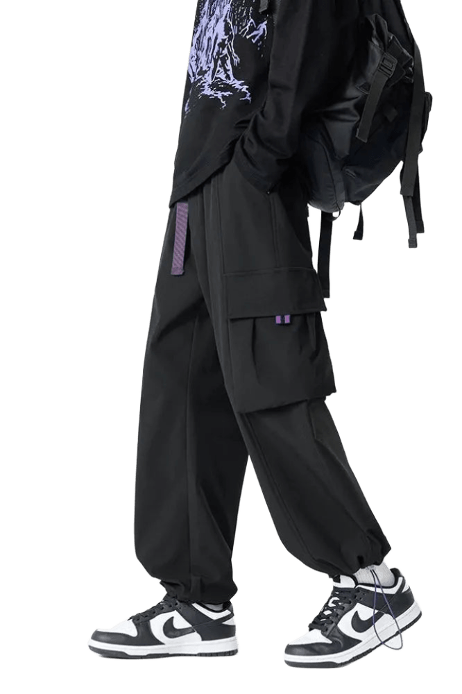 Pantalon Cargo Noir avec Ceinture | Cargonomix