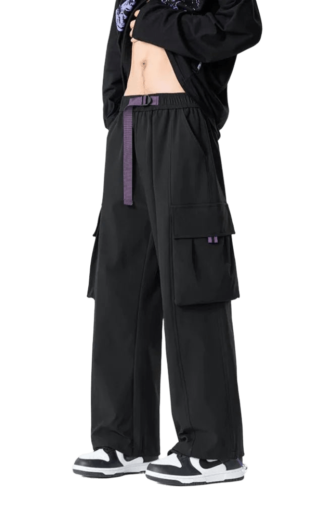 Pantalon Cargo Noir avec Ceinture | Cargonomix