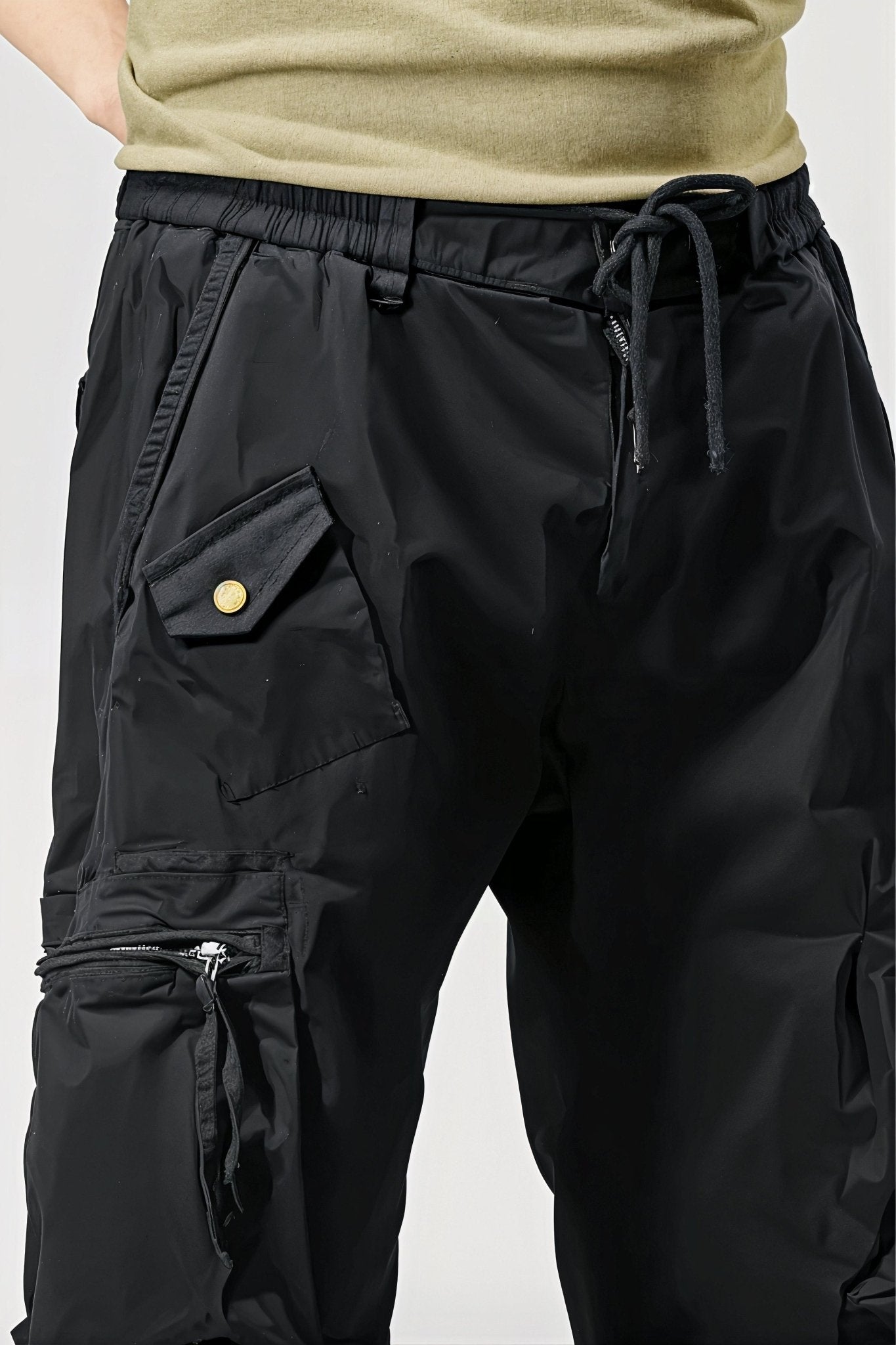 Pantalon Cargo Noir Poches Zippées Slim Pour Homme - Cargonomix